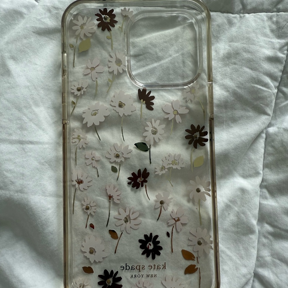 Kate Spade White and Brown Floral iphone 14 pro max Case
